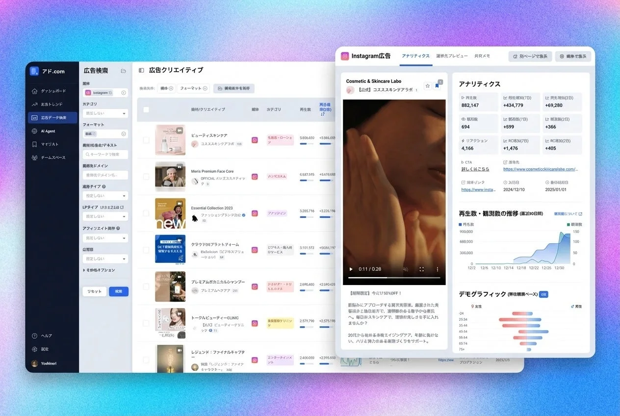 アド.comの広告検索・分析ダッシュボード
