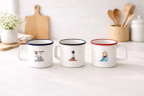 3色のホーロー風マグカップ