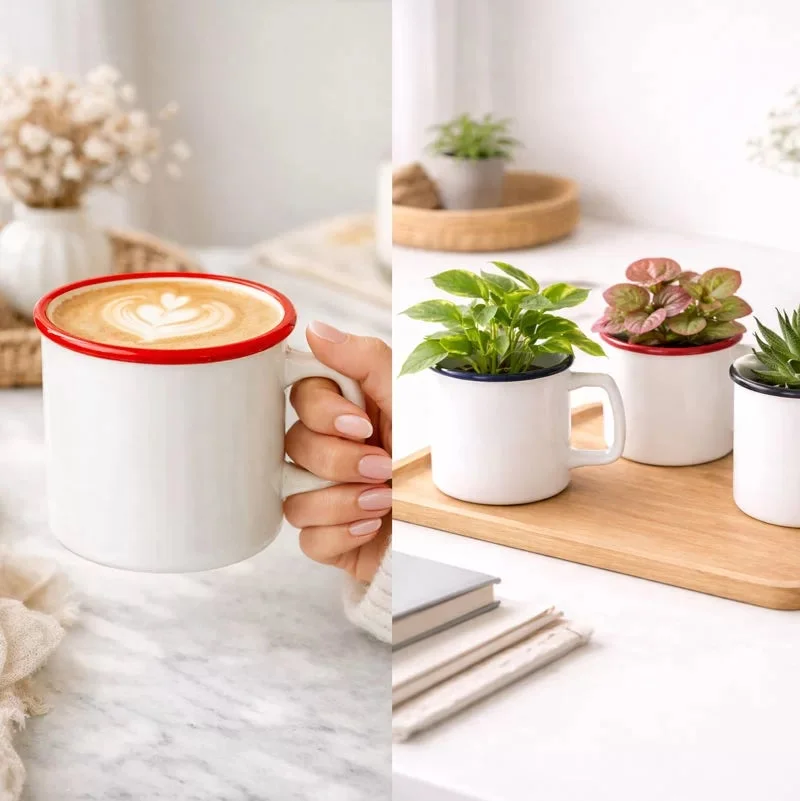 ドリンクと観葉植物のマグカップ用途例