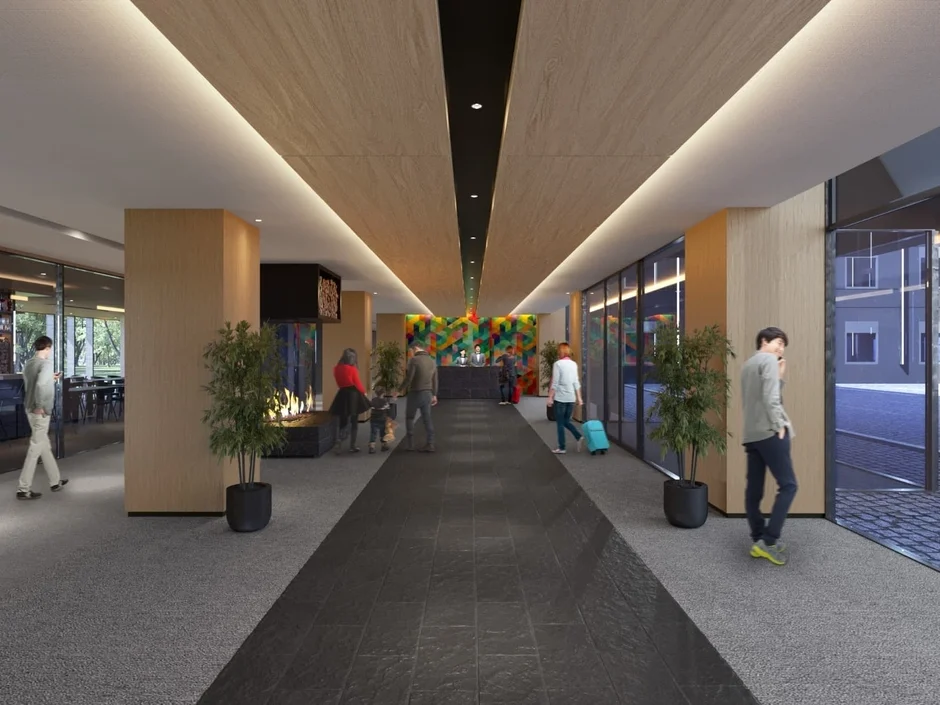 モダンな内装のホテルまたは商業施設のエントランス通路