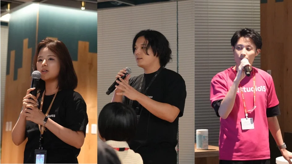 ビジネスイベントでプレゼンテーションを行う登壇者たち