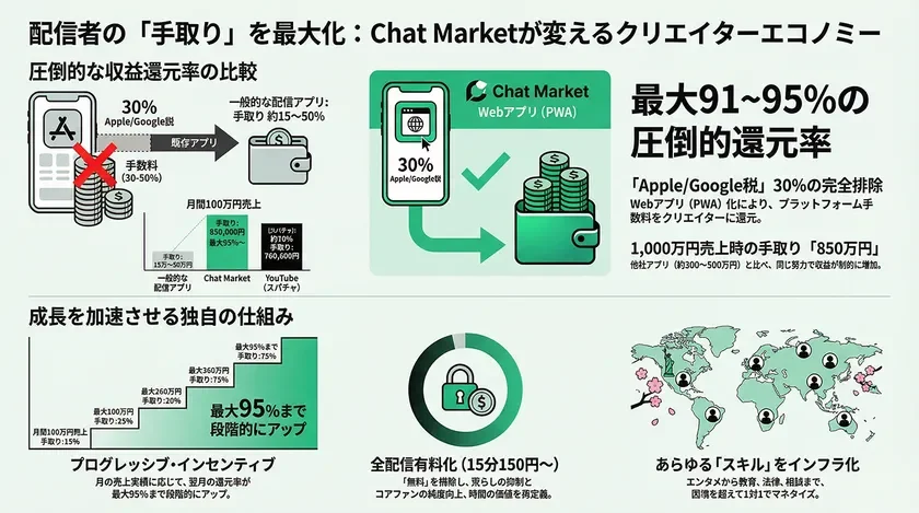 配信者の「手取り」を最大化: Chat Marketが変えるクリエイターエコノミー