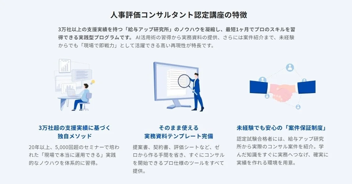 人事評価コンサルタント認定講座の特徵