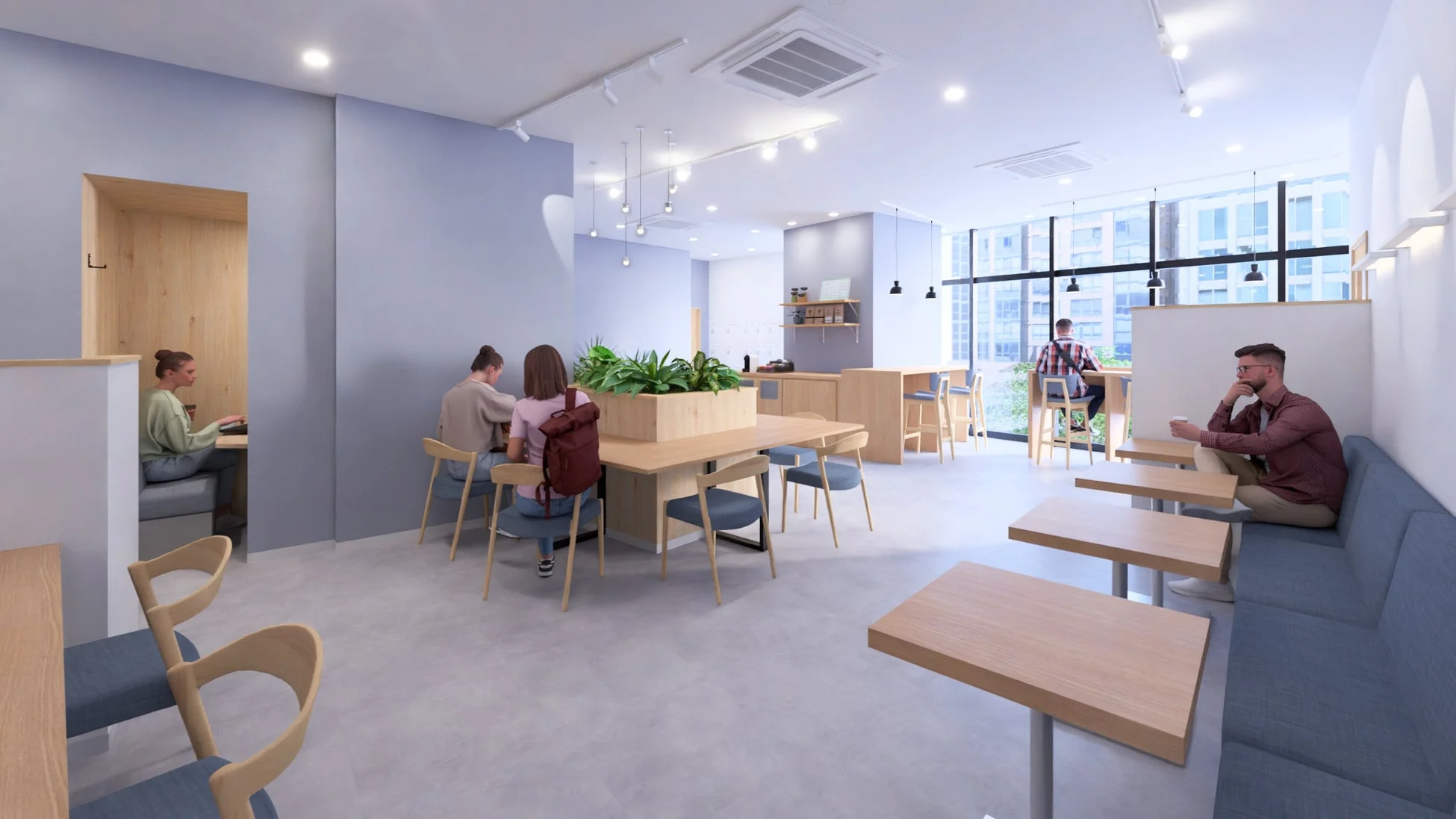 明るくモダンなコワーキングスペース