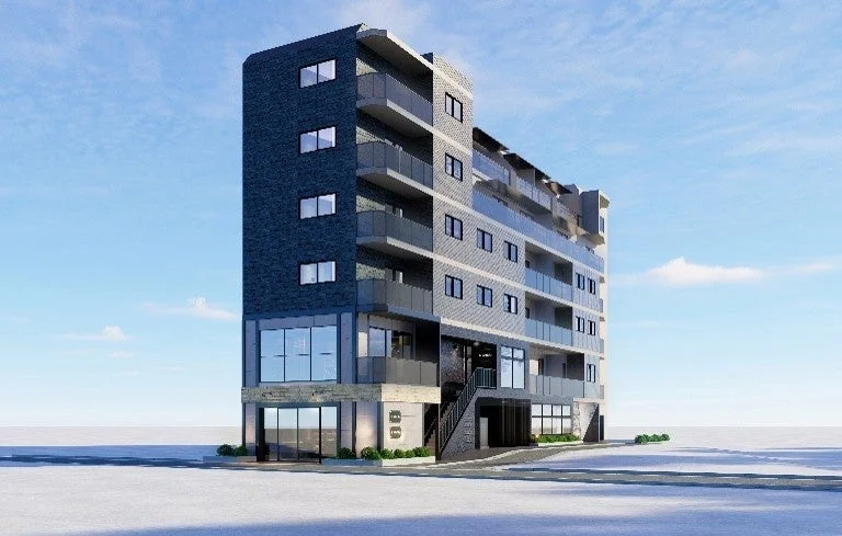 現代建築、マンション、アパート、オフィスビル、都市景観、青空、不動産、集合住宅