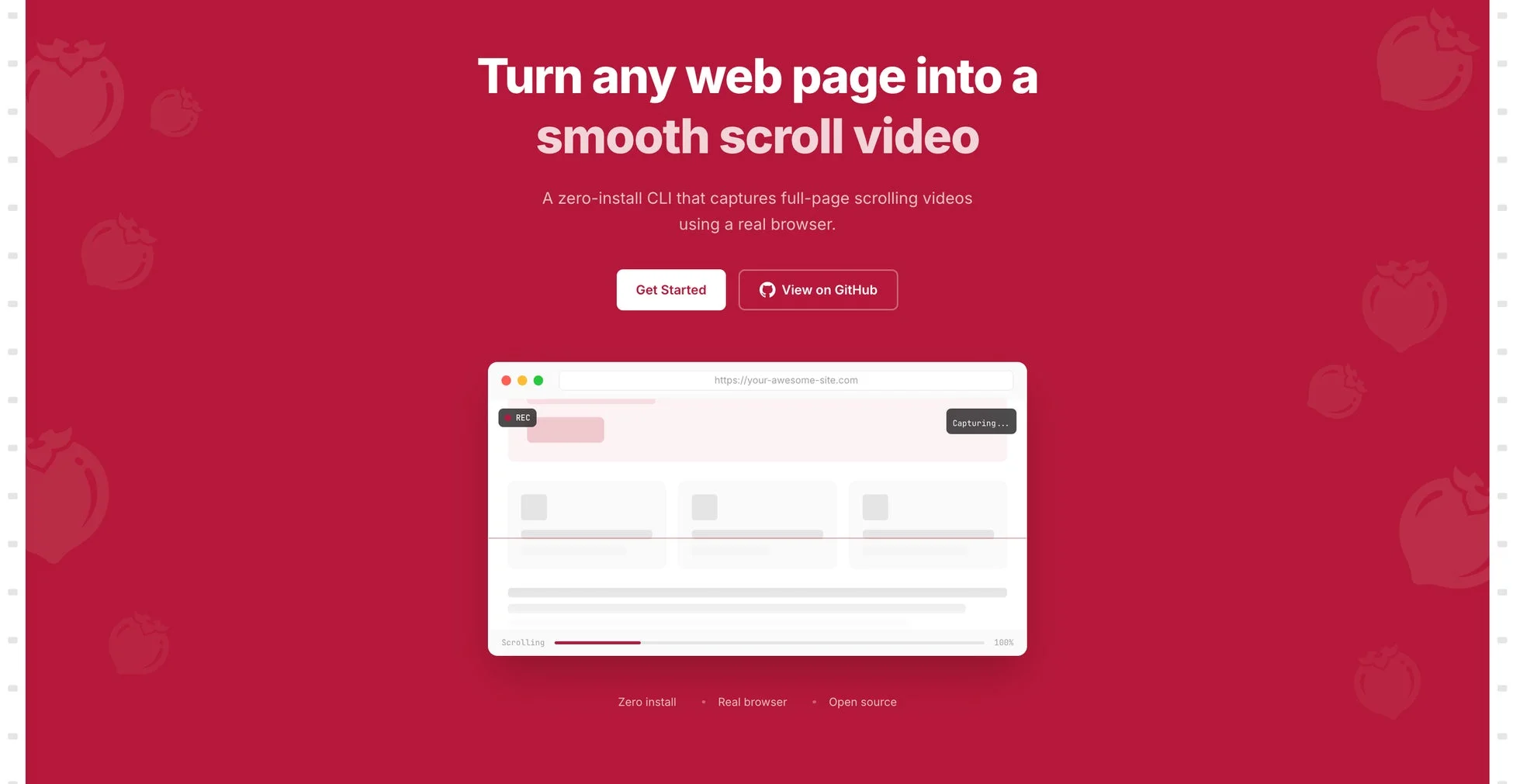 Webページをスクロール動画に変換するRollberryのデモ