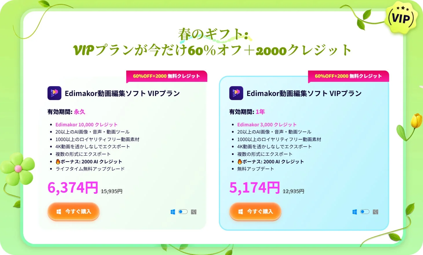 VIPプランの割引と特典を示す画像