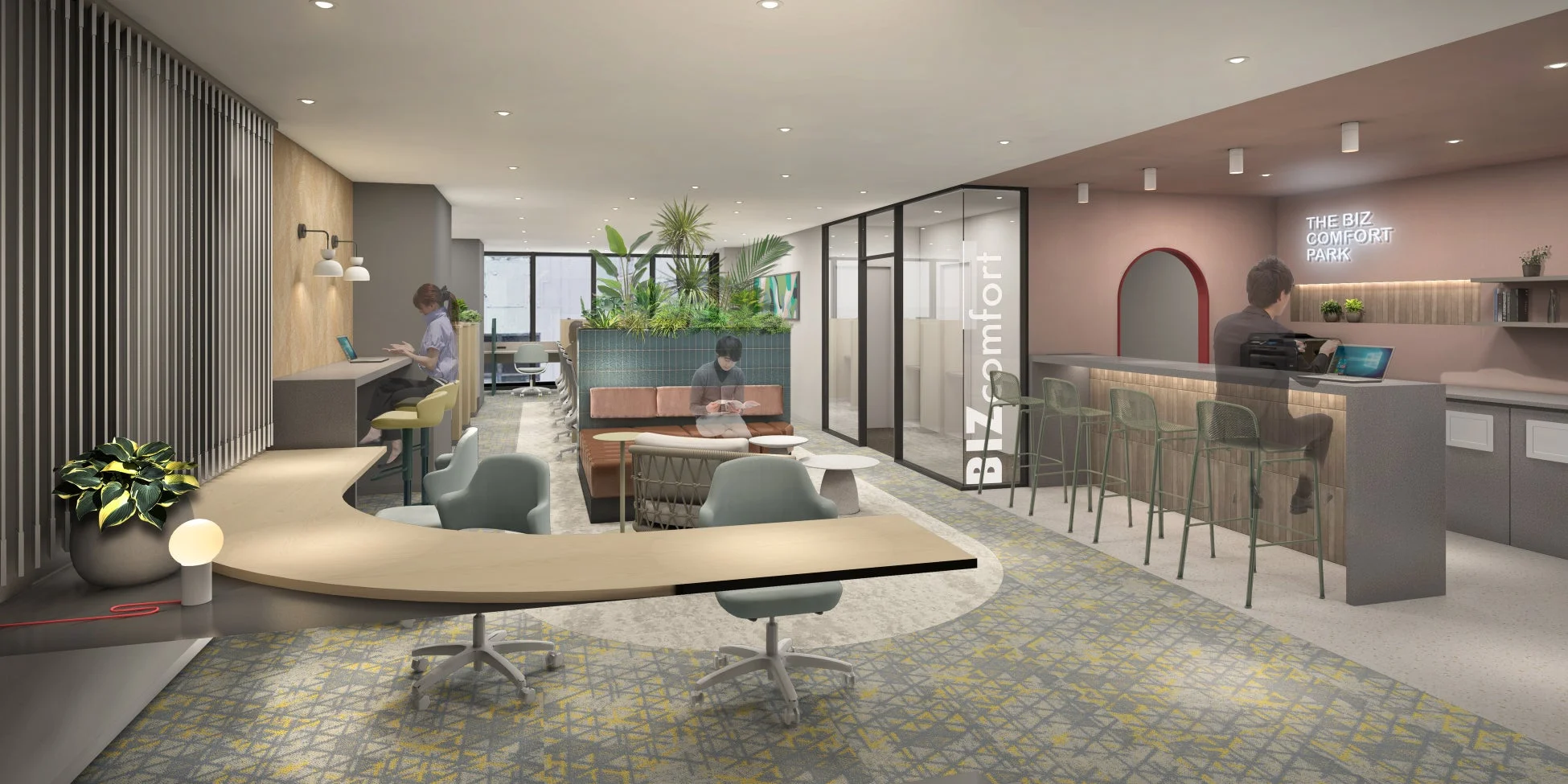 コワーキングスペースの内部