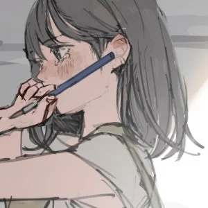 涙を浮かべた灰色髪の少女のイラスト