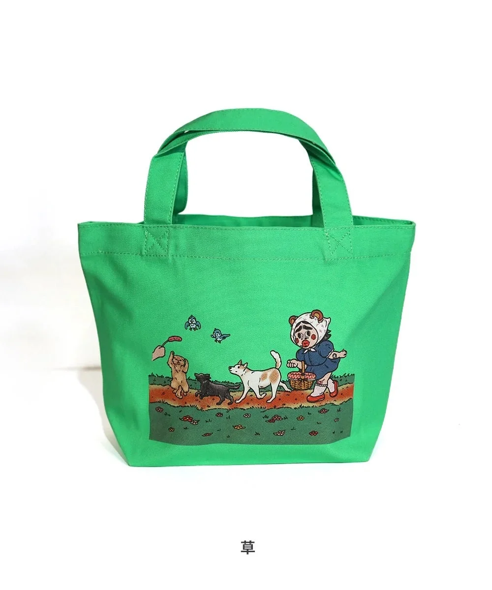 草カラーのランチトート