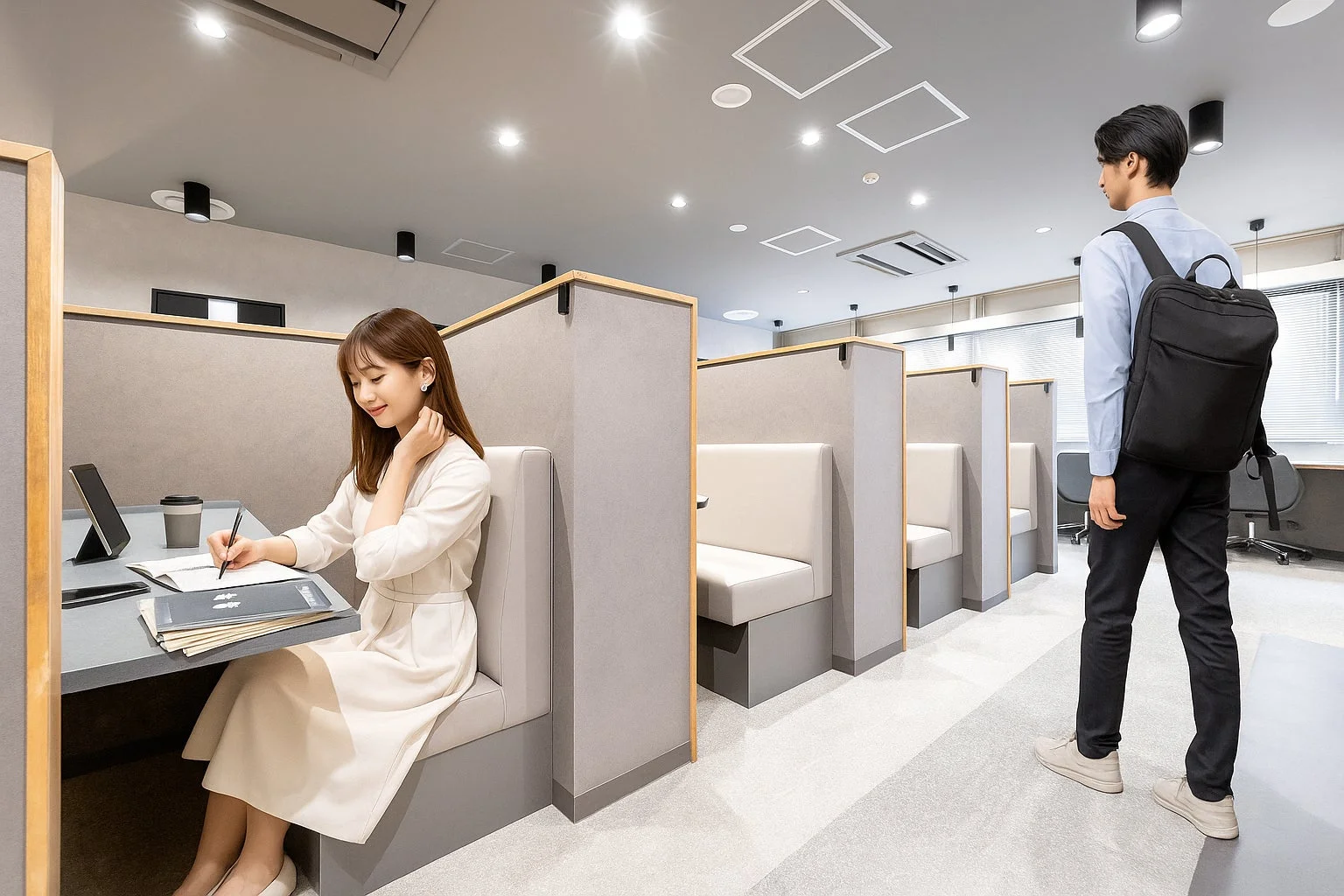 コワーキングスペースで作業する人