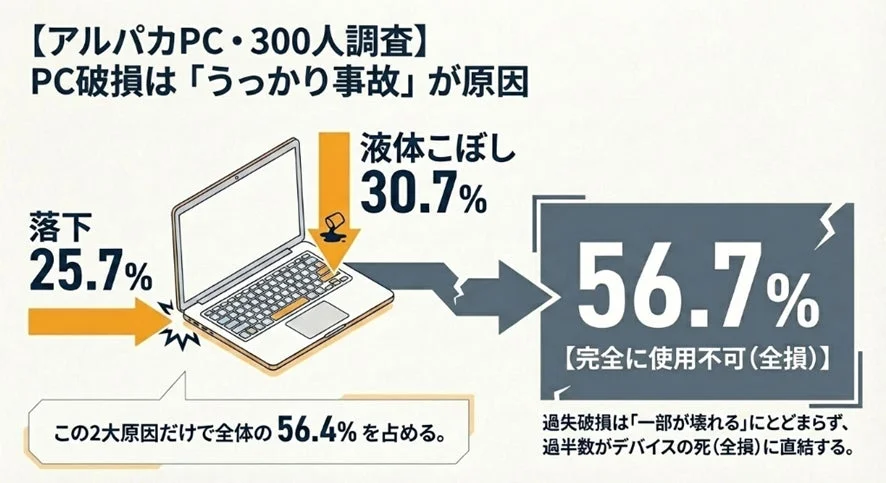 PC破損は「うっかり事故」が原因