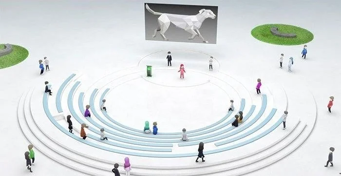 バーチャル空間に集まるアバターと3Dモデル