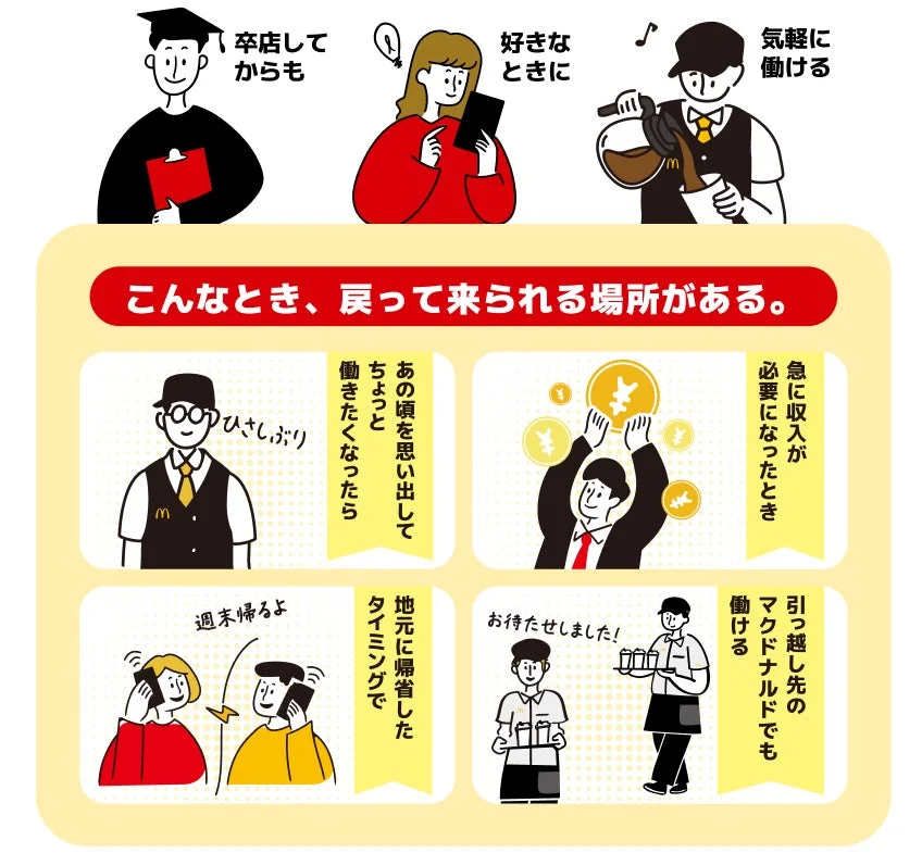 卒店してからも 好きなときに 気軽に働く