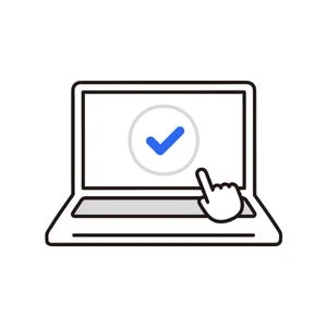 ノートパソコンにチェックマーク