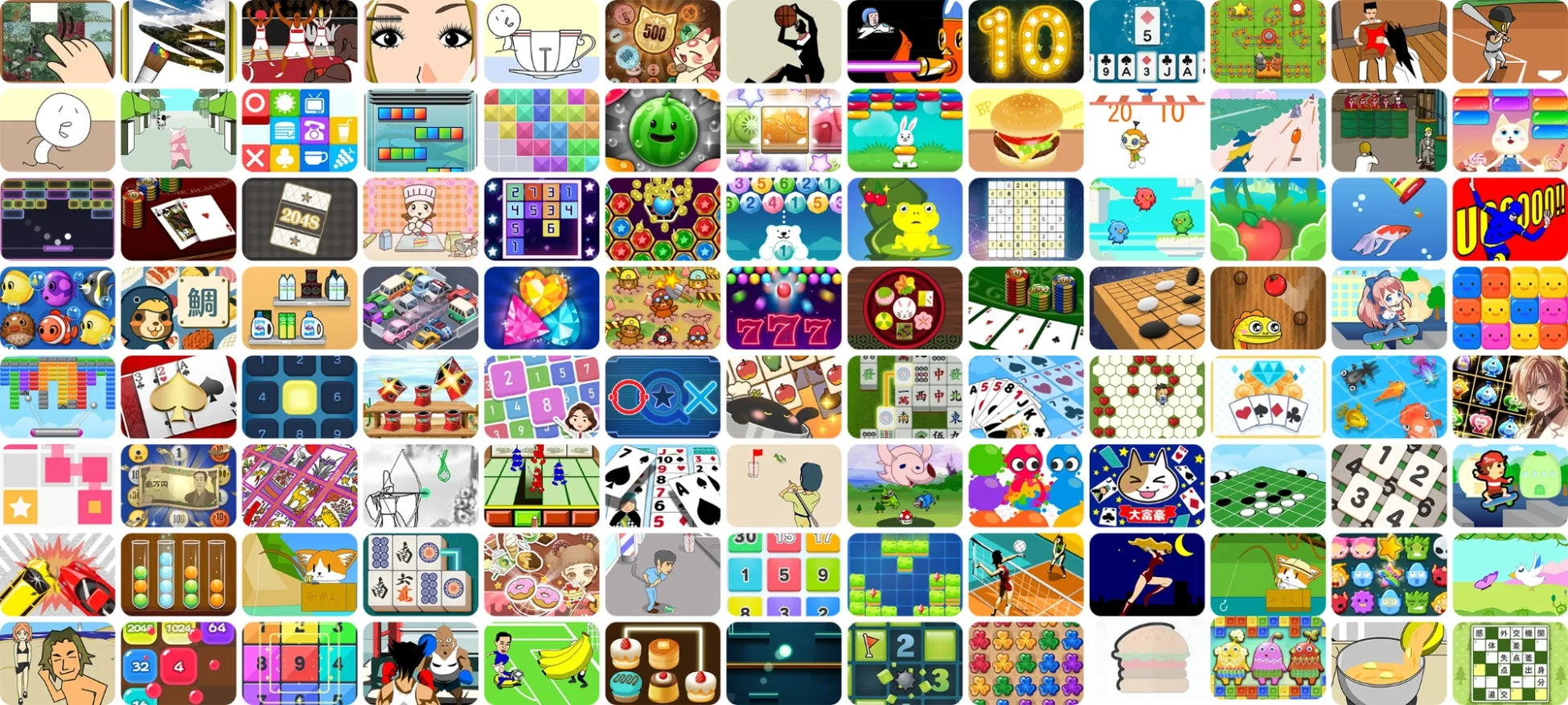 多種多様なモバイルゲームのスクリーンショット