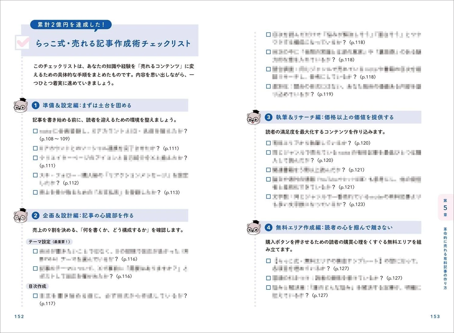 らっこ式・売れる記事作成術チェックリストの一部