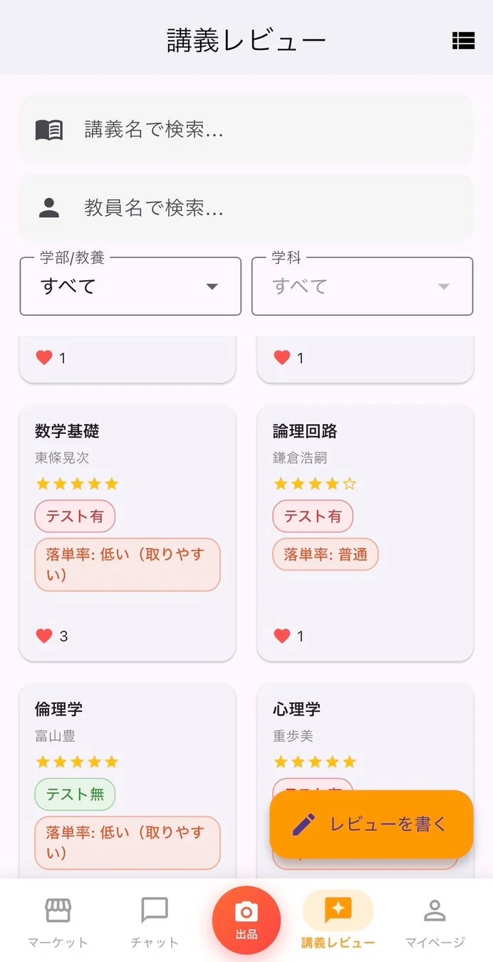 Syllabuy 講義レビュー画面