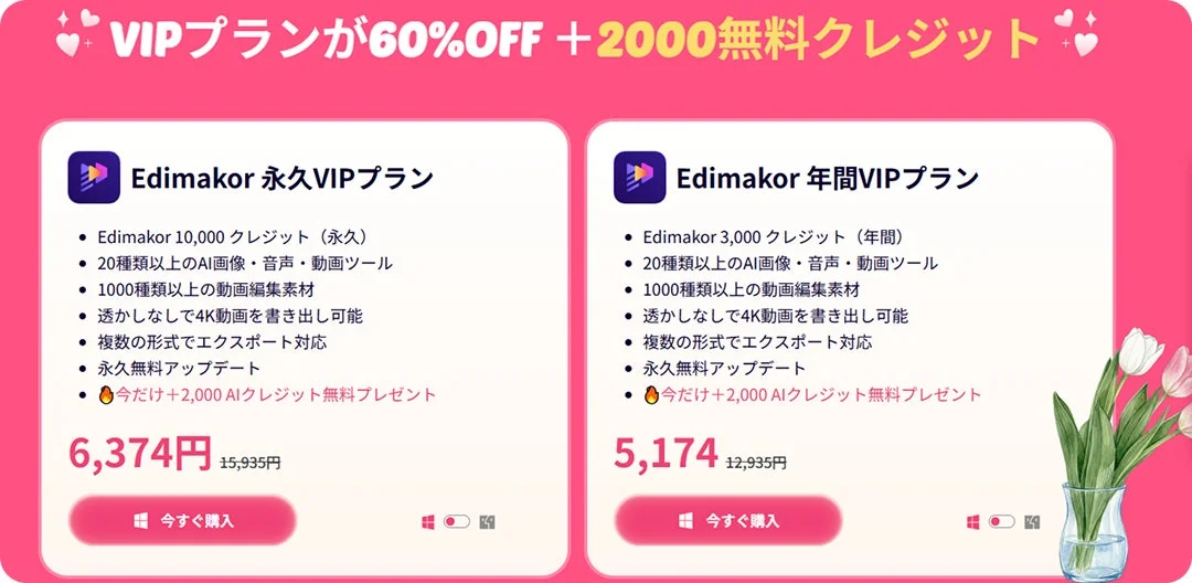 EdimakorのVIPプランのプロモーション画像