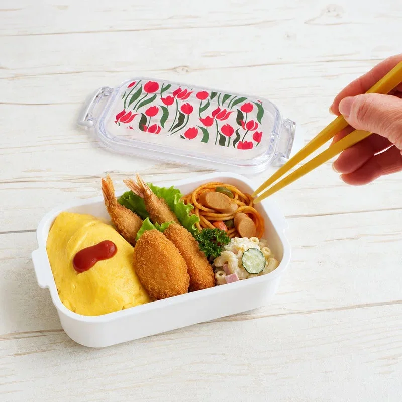 チューリップ柄のお弁当と箸