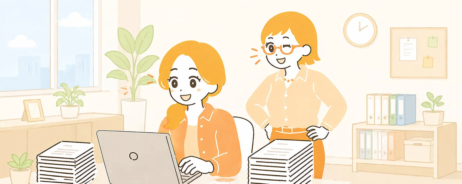 オフィスで仕事をする女性たち