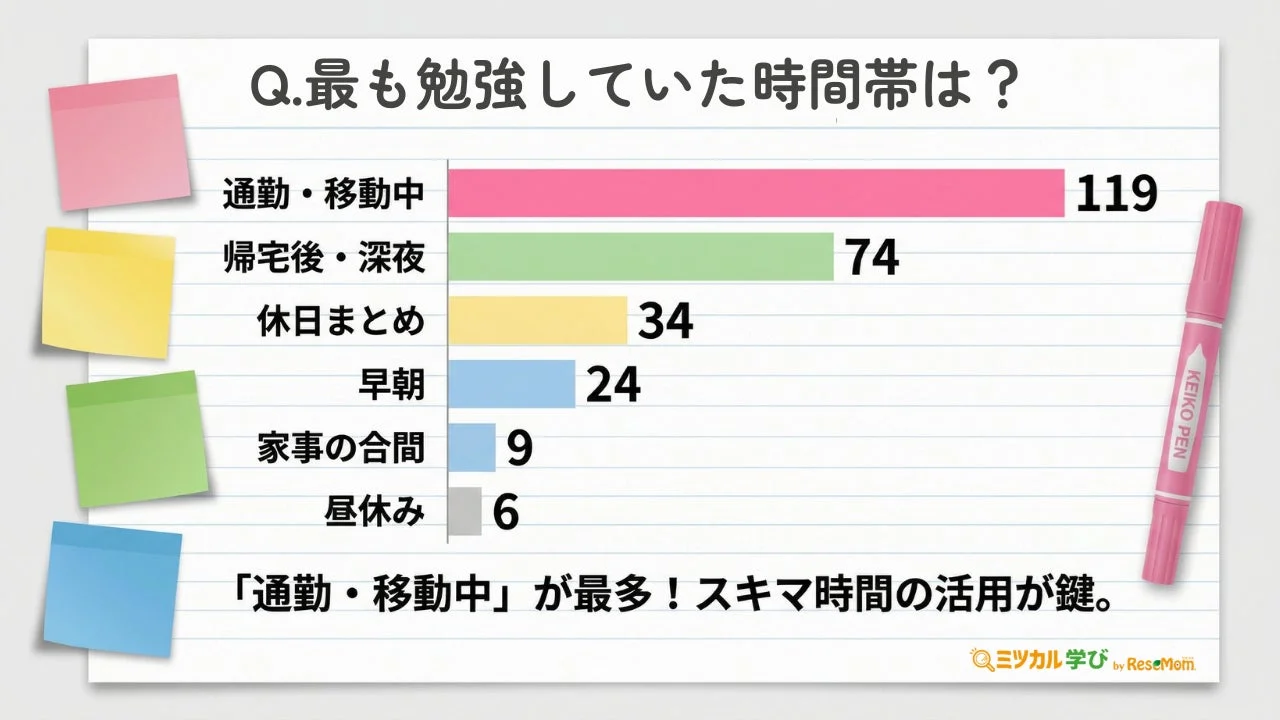 最も勉強していた時間帯
