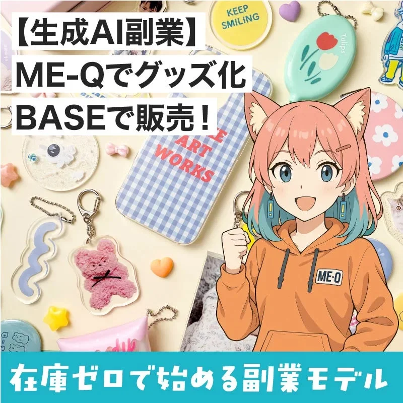 生成AIを活用してME-Qでオリジナルグッズを制作し、BASEで販売する副業モデル