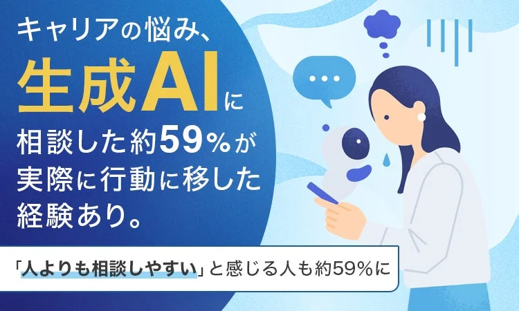 キャリアの悩み、生成AIに相談した約59%が実際に行動に移した経験あり。「人よりも相談しやすい」と感じる人も約59%に