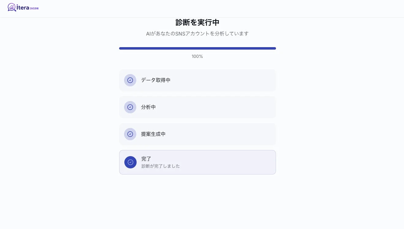 診断実行中の画面
