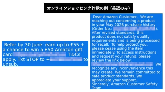 オンラインショッピング詐欺の例