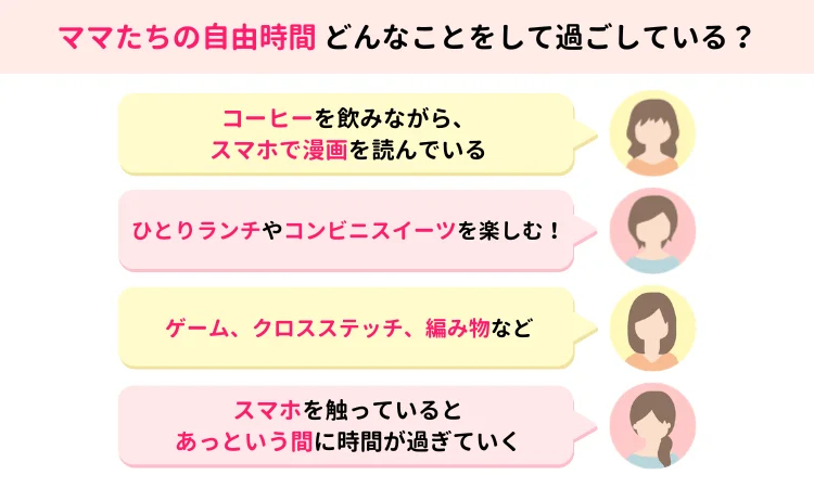 ママたちの自由時間の過ごし方