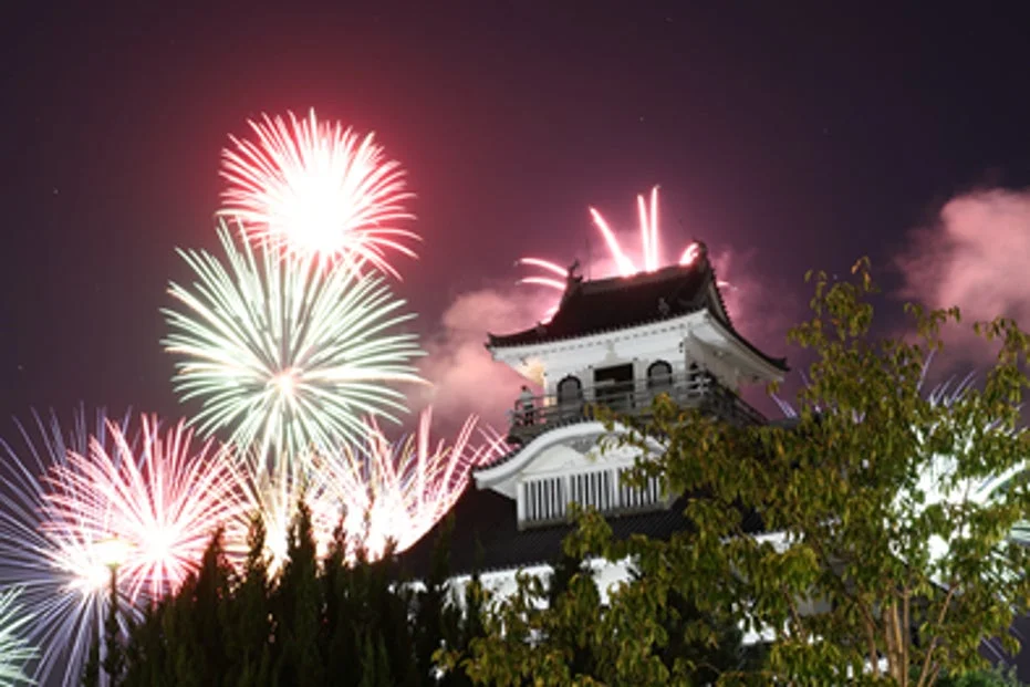 長浜市の夜景と花火