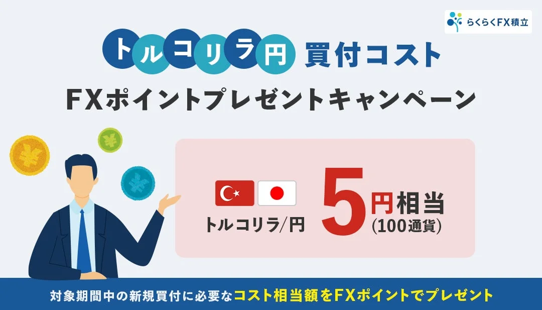 らくらくFX積立 トルコリラ円 買付コスト FXポイントプレゼントキャンペーン